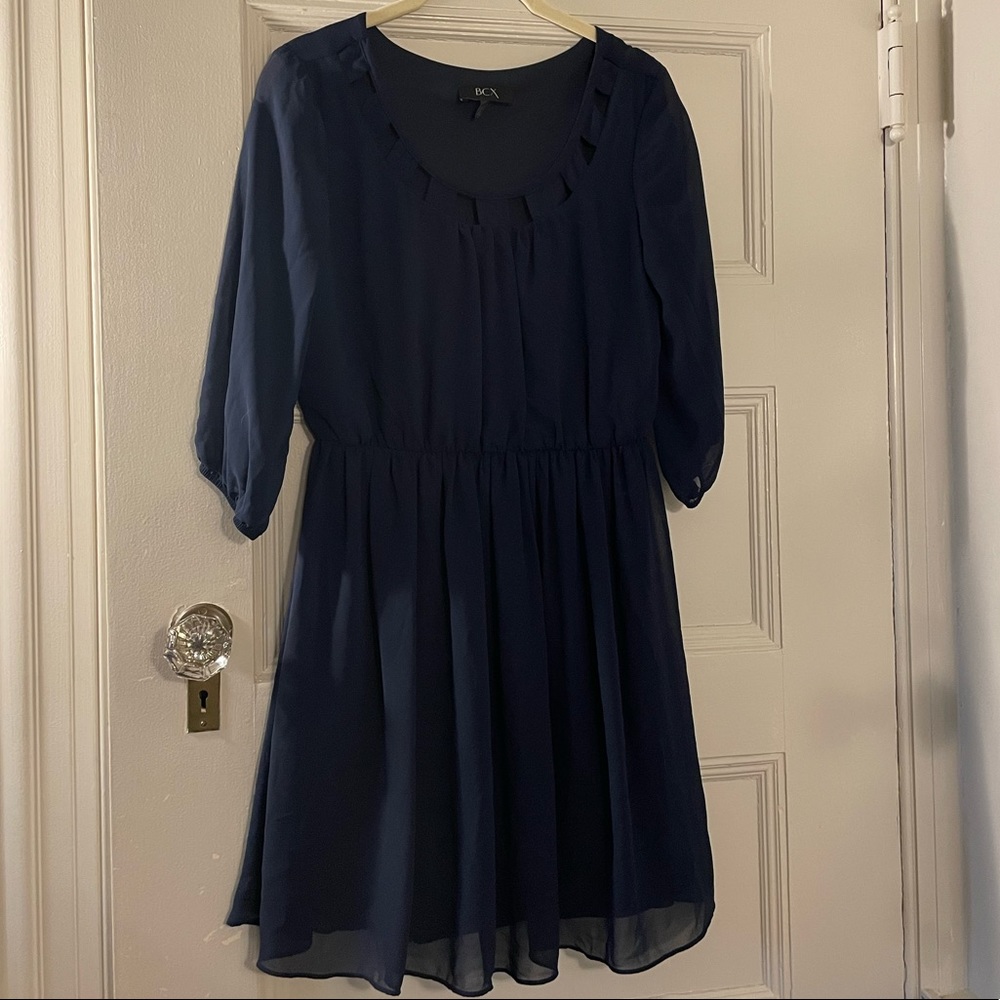 BCX navy 3/4 quarter sleeve dress